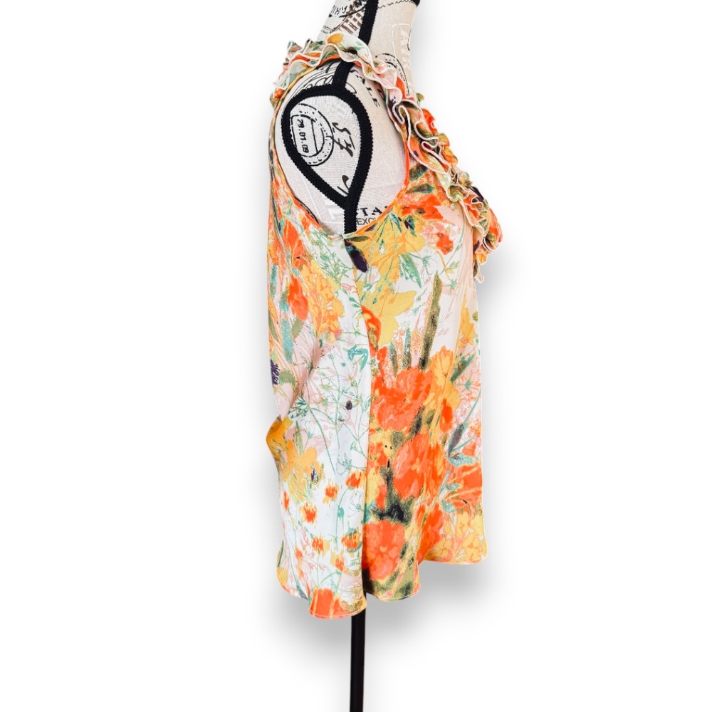 Spense Floral Ruffle Neck Sleeveless Blouse Size M - Picture 3 of 7